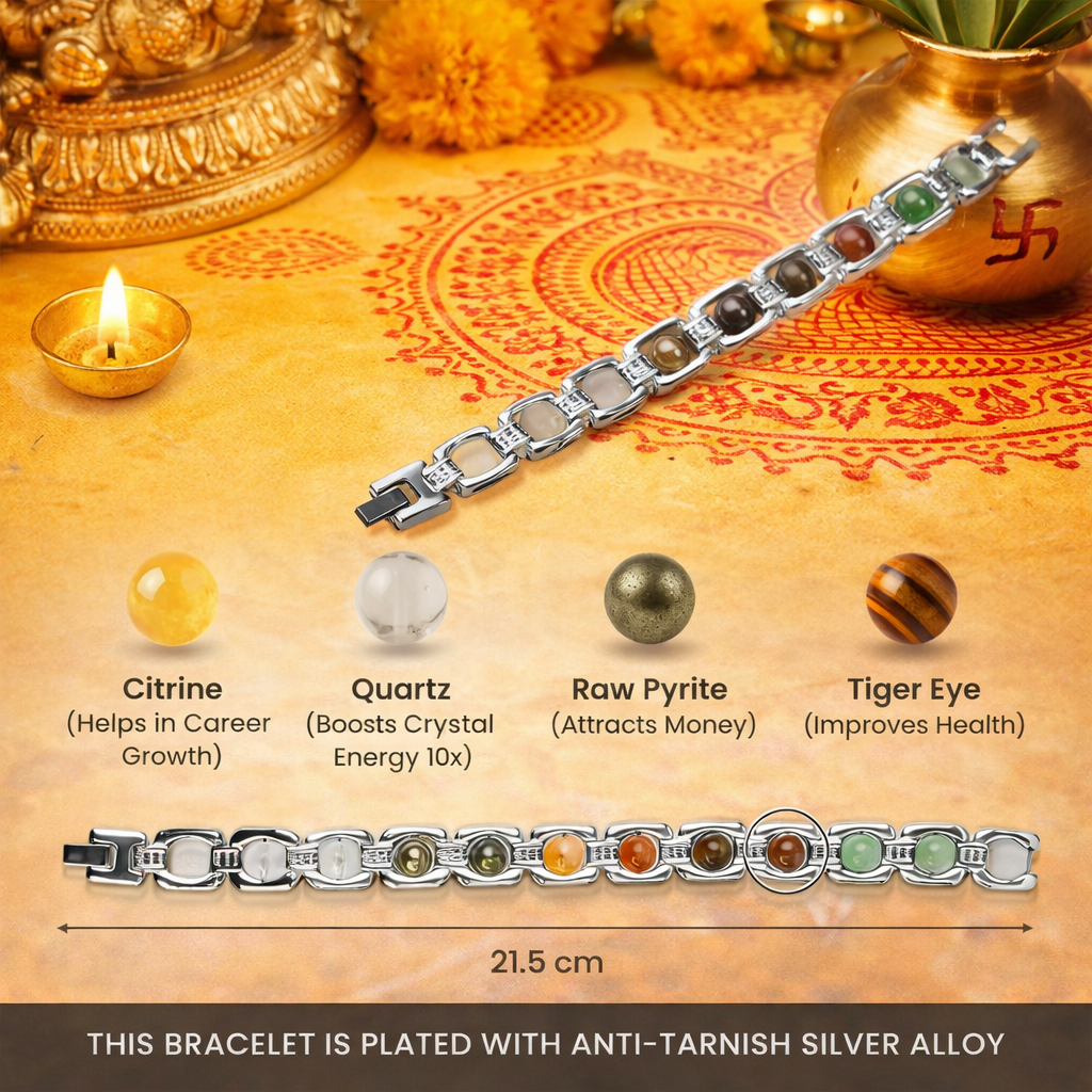 Rinmukteshwar Siddh Metal Dhan Yog™ Bracelet (Silver Plated): Lab Certified, Customised & Energized Bracelet for Men & Women