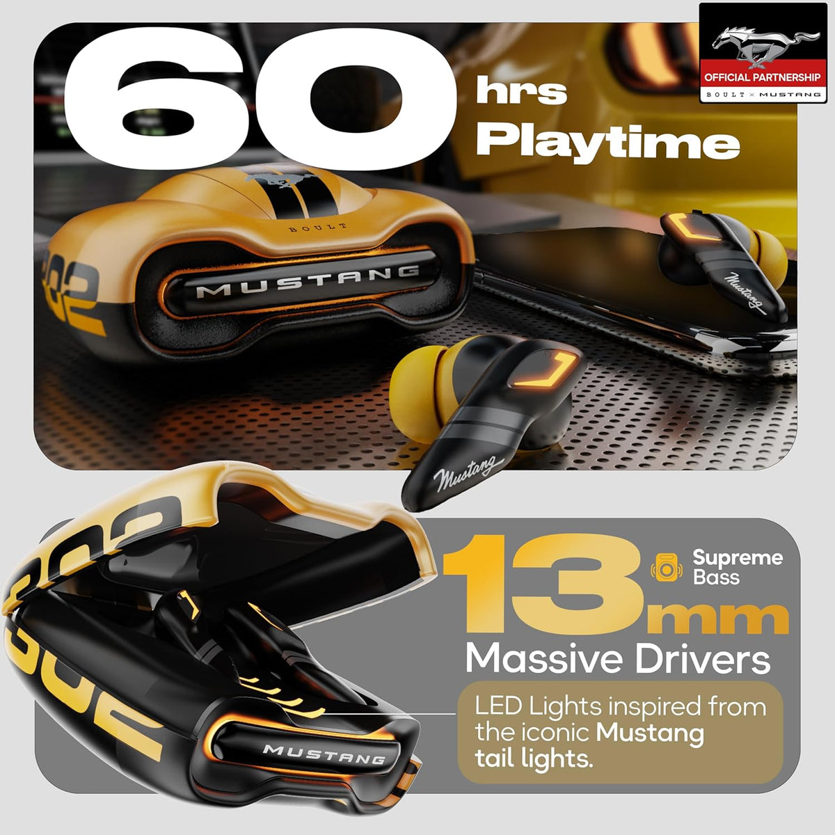 Boult X Mustang Newly Launched Torq TWS Earbuds with 60H Playtime