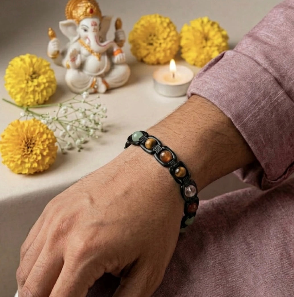 Rinmukteshwar Siddh Metal Dhan Yog™ Bracelet (Matte Black): Lab Certified, Customised & Energized Bracelet for Man & Women