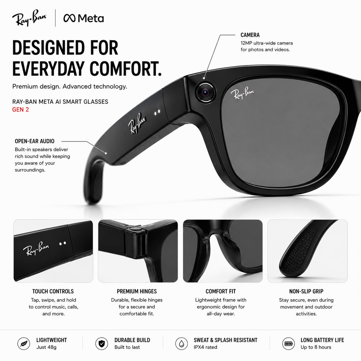 Ai Smart Glasses For Men & Women with Camera, Mic, Calling & Smart Ai integration