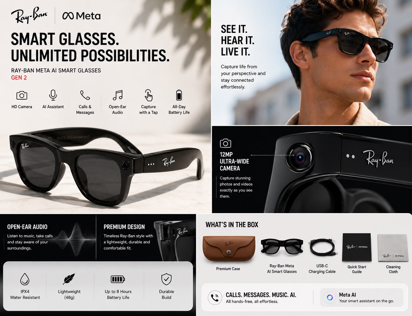 Ai Smart Glasses For Men & Women with Camera, Mic, Calling & Smart Ai integration