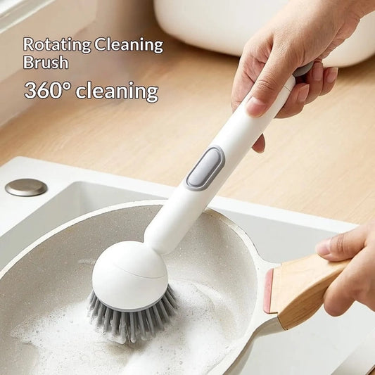 Rotatable Liquid-Adding Cleaning Brush for Scrubbing