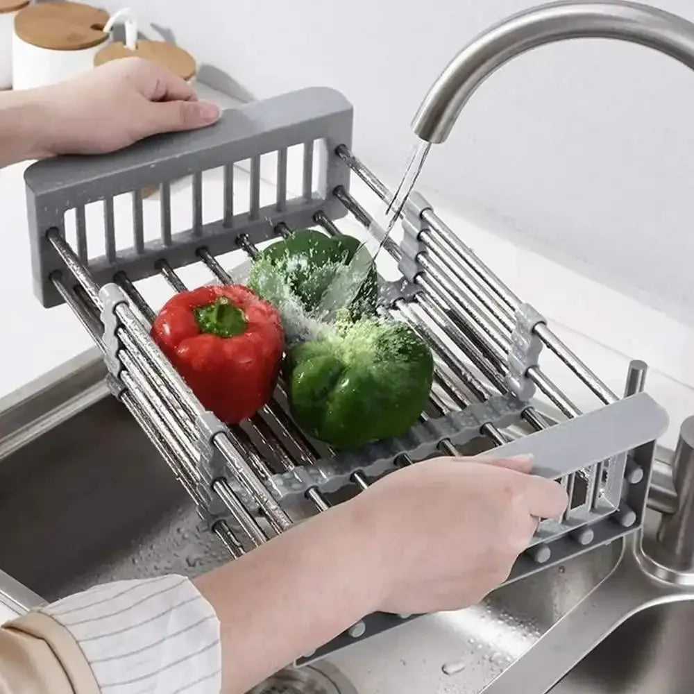20 Inches Adjustable Vegetable Basket/Sink Strainer Grey