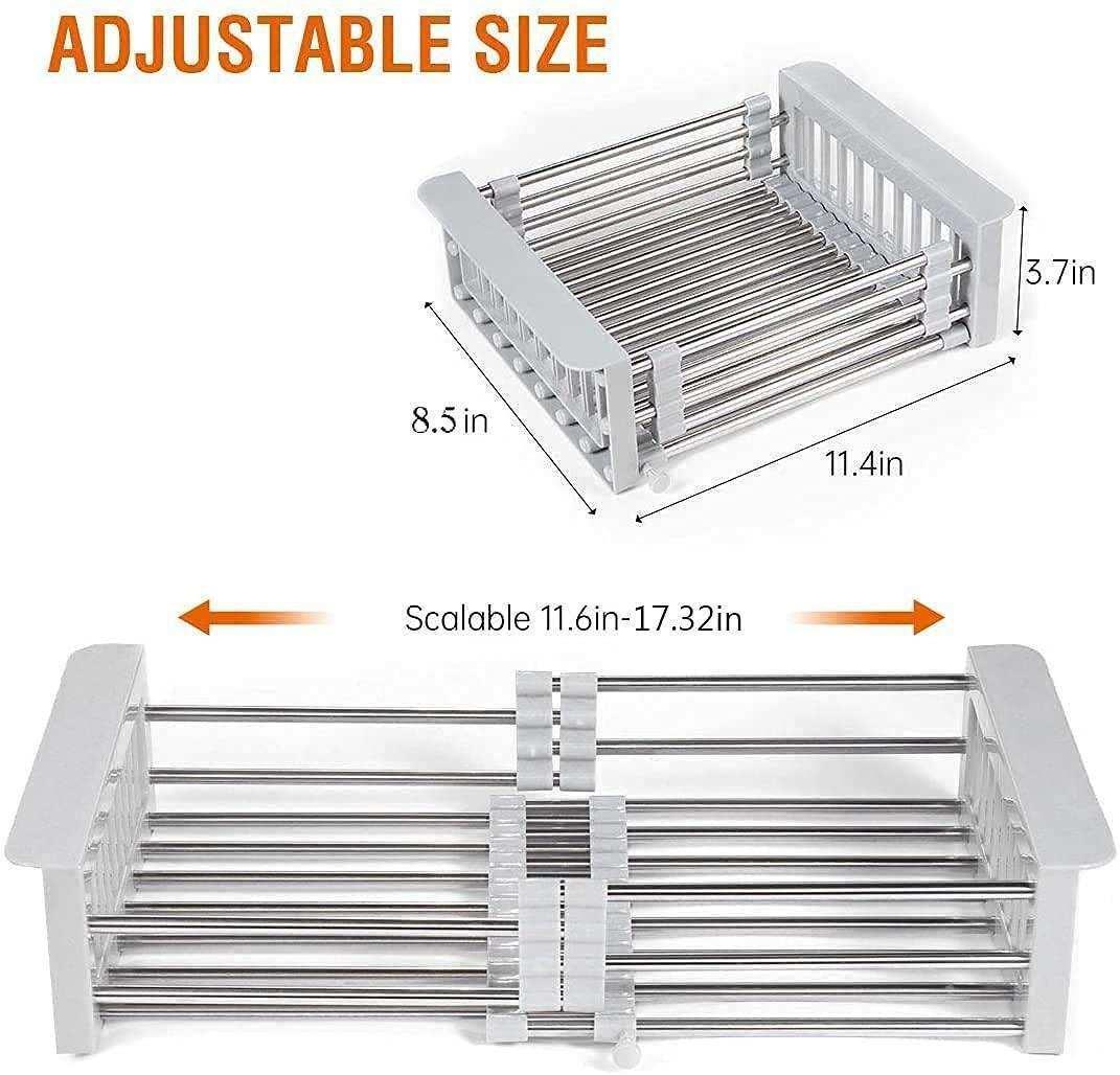 20 Inches Adjustable Vegetable Basket/Sink Strainer Grey